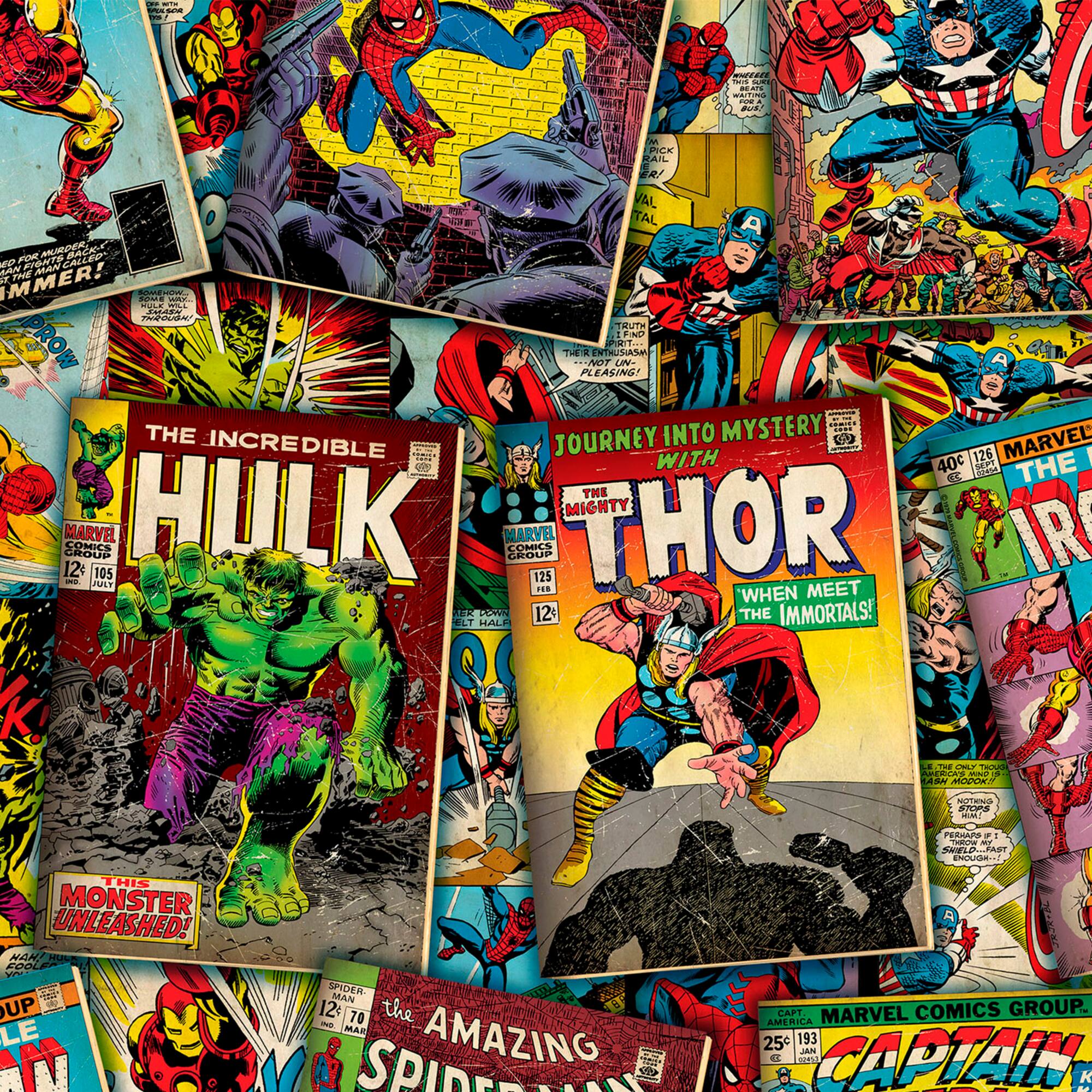 Marvel® Retro Comic Covers Cotton Fabric